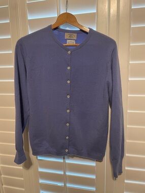 Vintage McCulley’s Cashmere cardigan, made in Scotland, periwinkle blue!